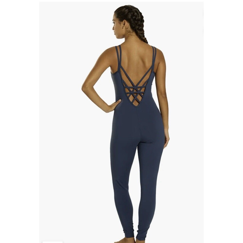 EVERY DAY YOGA Radiant Solid Strappy Back Long Leotard Size Small